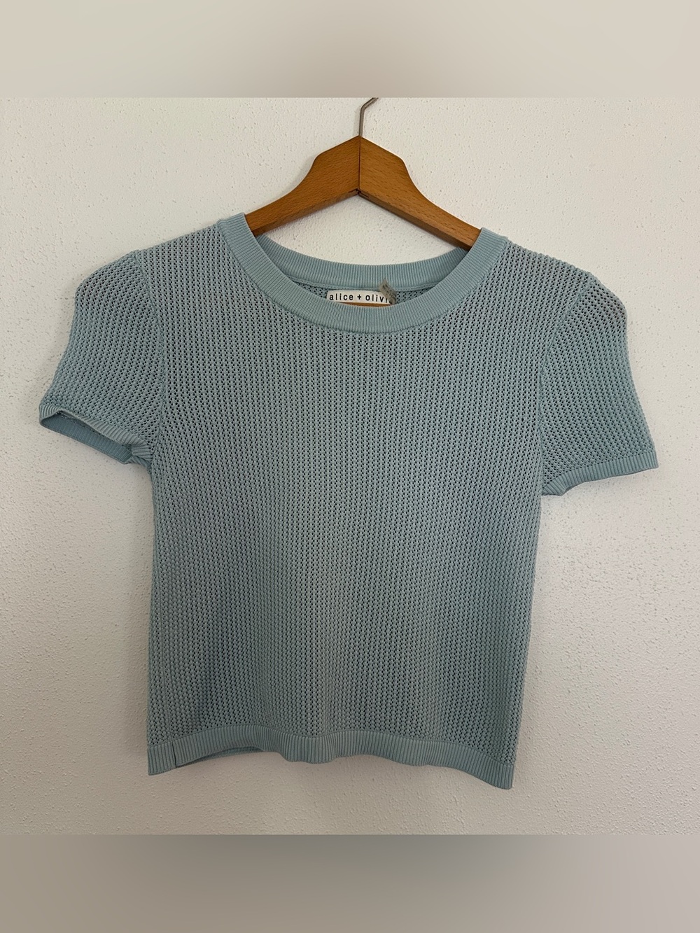 Alice + Olivia Pale Blue Short Sleeve Knit Tee
